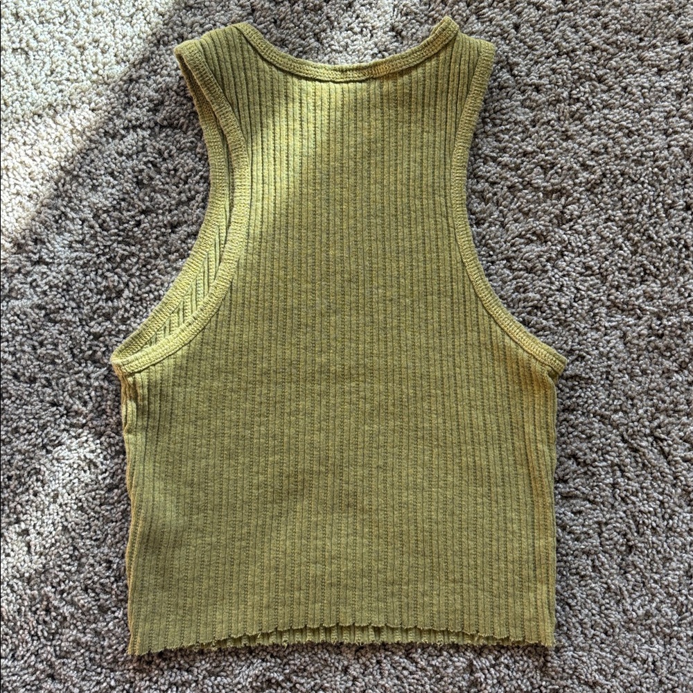 BDG Green Ribbed Tank Top - Picture 3 of 3